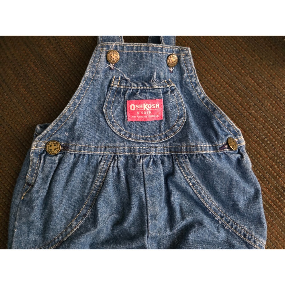 Vintage OshKosh Bgosh Denim Bubble Overalls Vestbak Made in USA 6-9M Blue